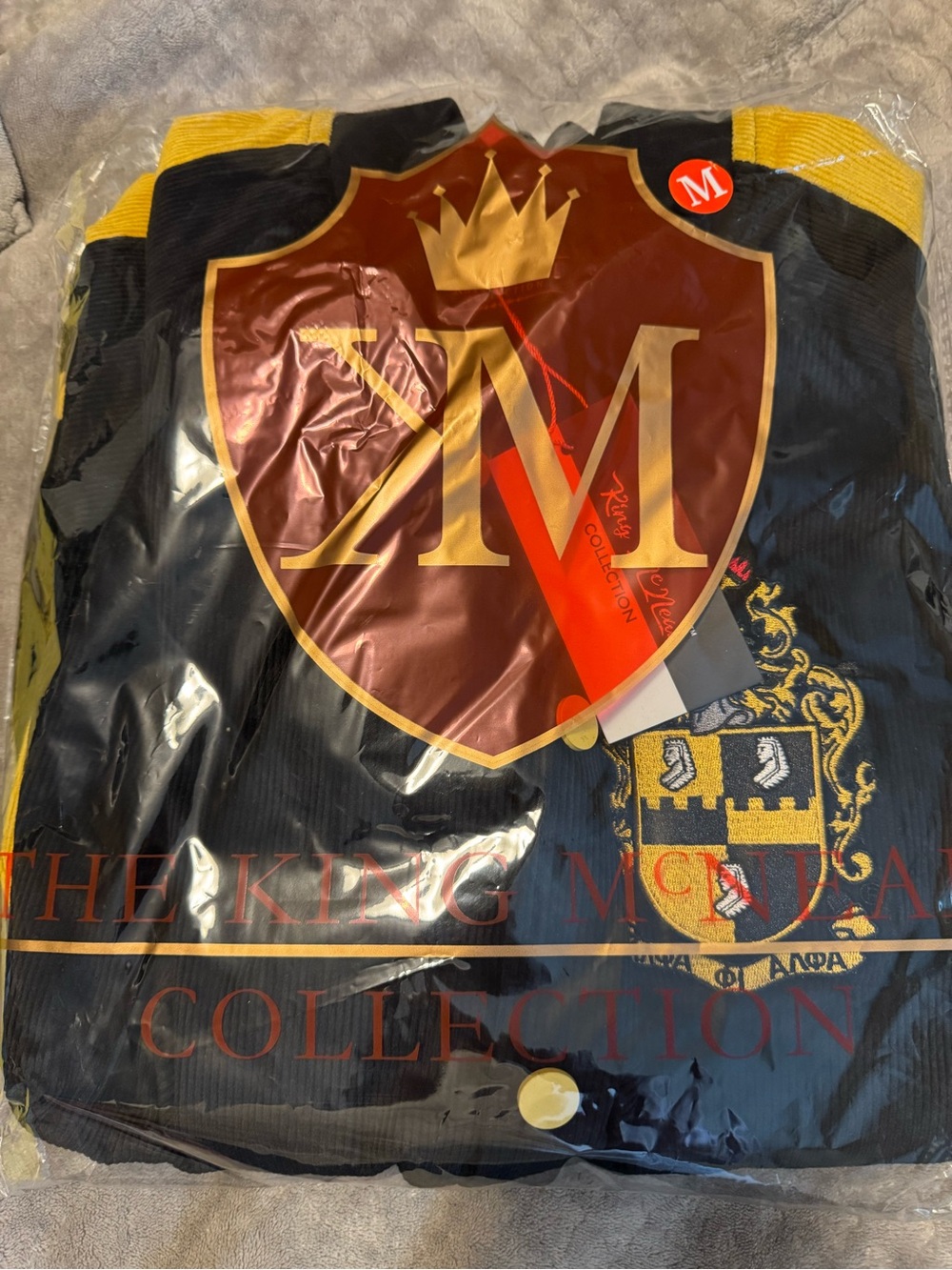 Brand New King McNeal Alpha Phi Alpha Corduroy Bomber with Yellow Crest Detail - Picture 4 of 4
